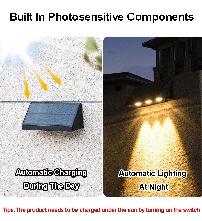 Moktan Sabai Solar Wall Light Outdoor – Waterproof LED Fence Lamp for Garden, Patio & House Sign