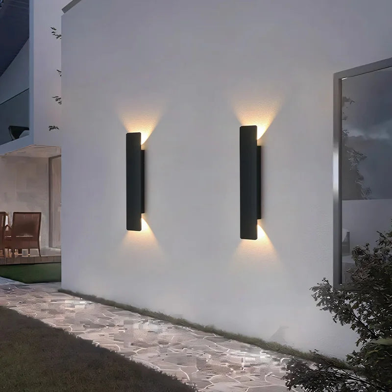 Moktan Sabai Outdoor Waterproof Wall Light – 18W LED Black Aluminum Exterior Lamp for Bedroom