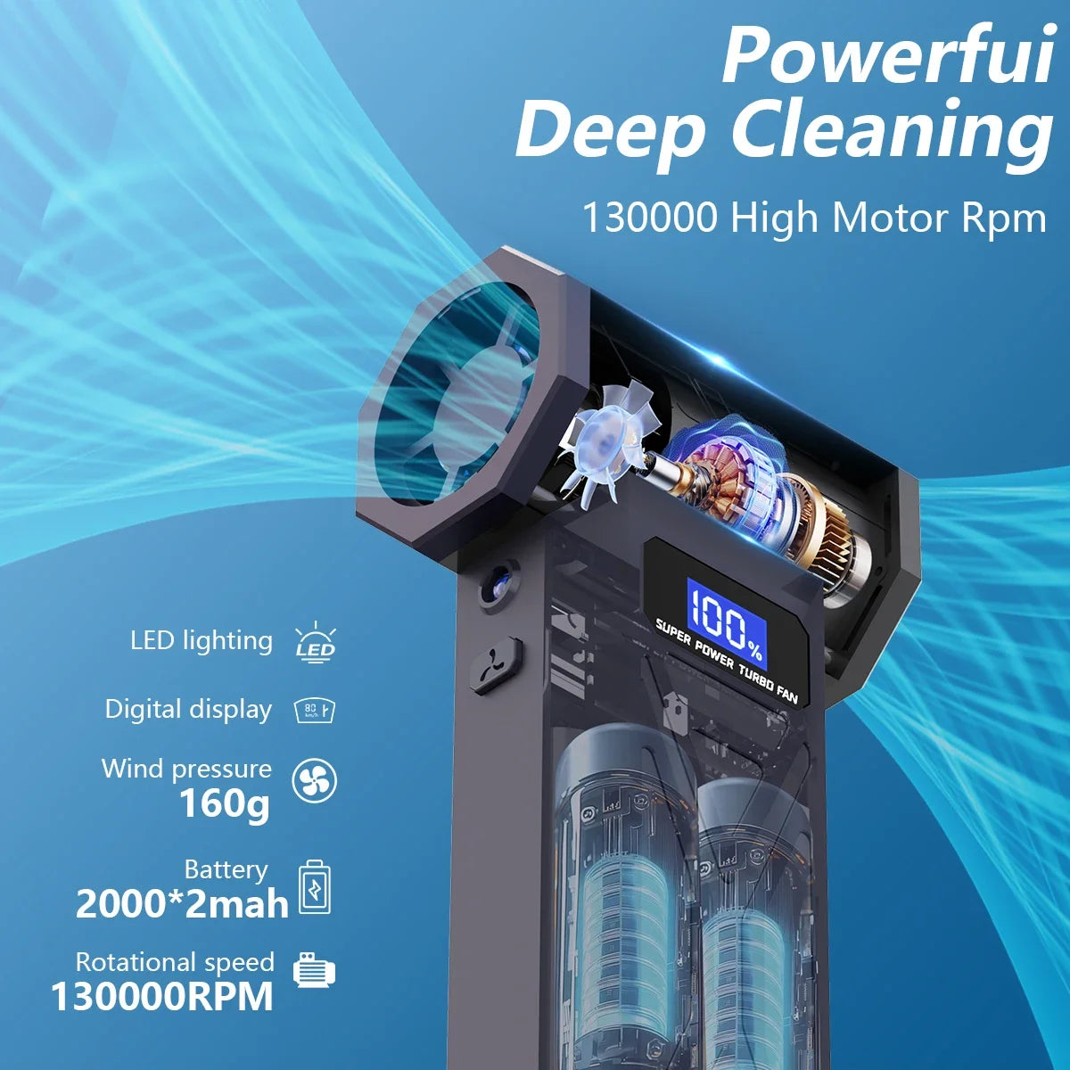 Moktan Sabai P70 Air Duster 110000RPM Turbo Blower – Cordless Compressed Air Cleaner with LED