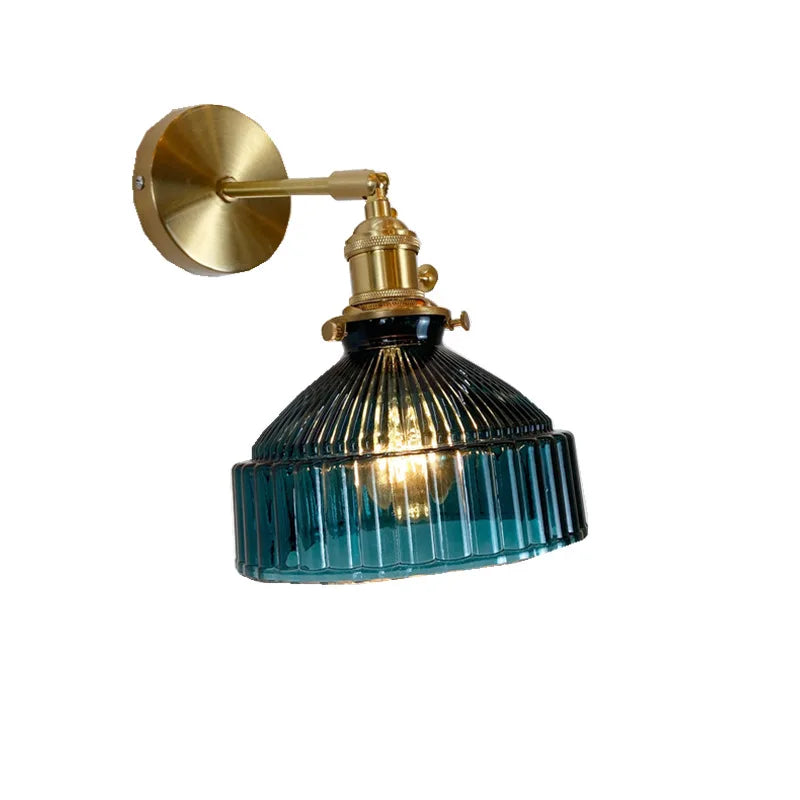 Moktan Sabai Green Glass Wall Sconce – Art Deco Light for Living Room, Hallway & Bedroom
