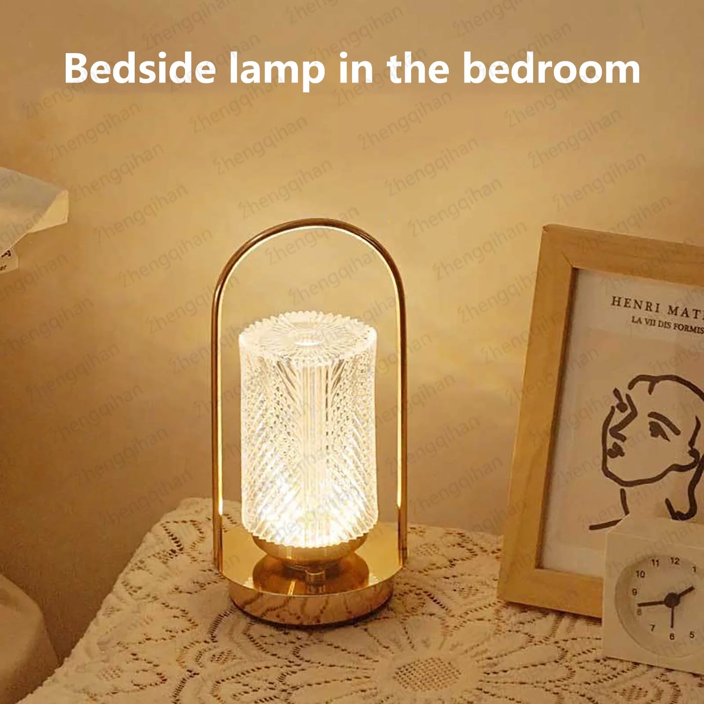 Wireless Crystal LED Table Lamp – Rechargeable Touch Night Light for Bedroom Bar