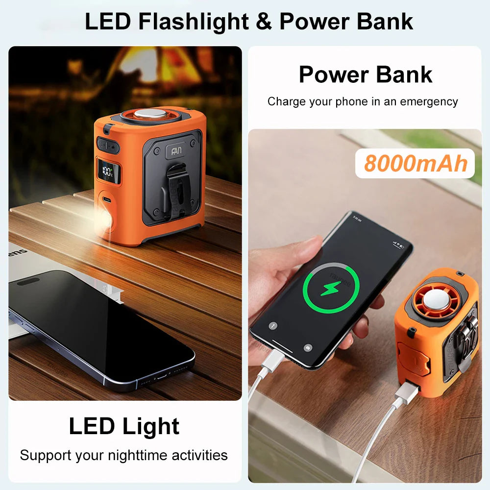 Moktan Sabai Cooling Companion | Portable Waist Fan with 8000mAh Battery | 100-Speed Adjustable for Ultimate Comfort
