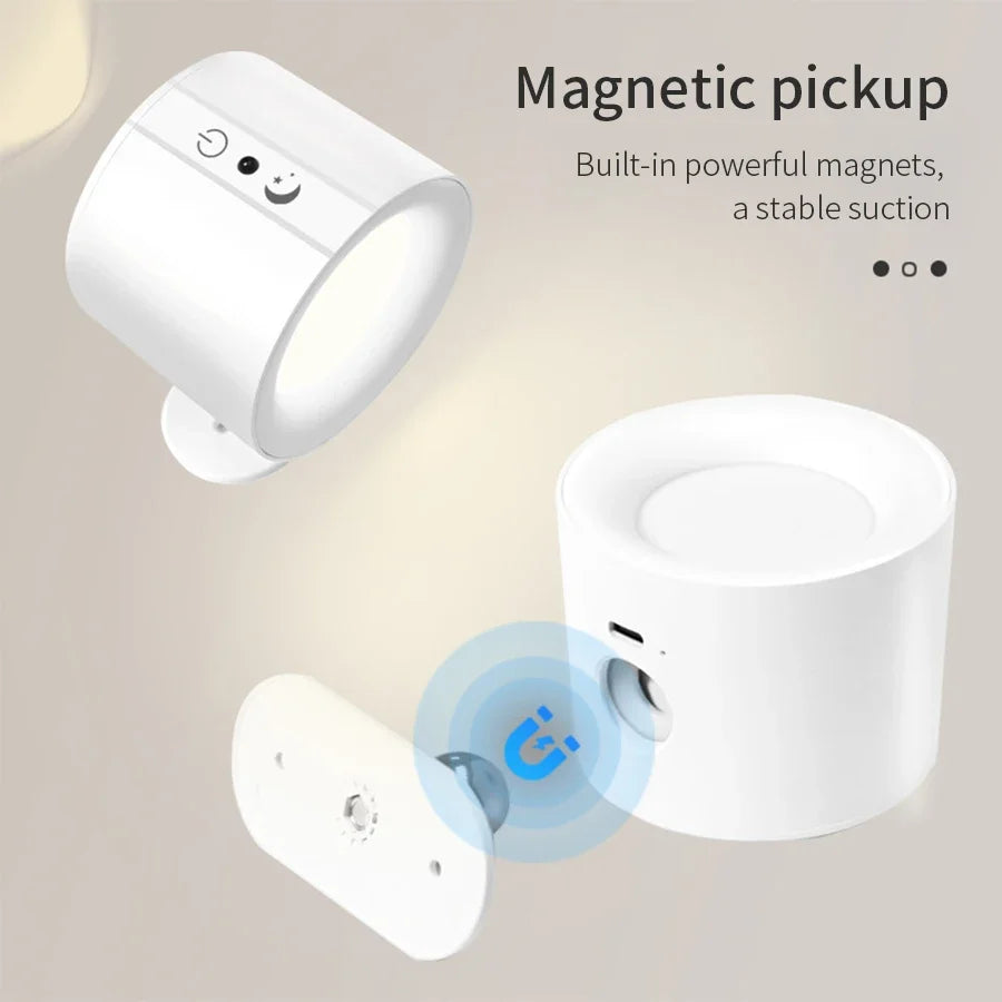 Moktan Sabai Wireless LED Wall Sconce Light 360° Rotatable Touch Control 3 Color Bedroom Lamp
