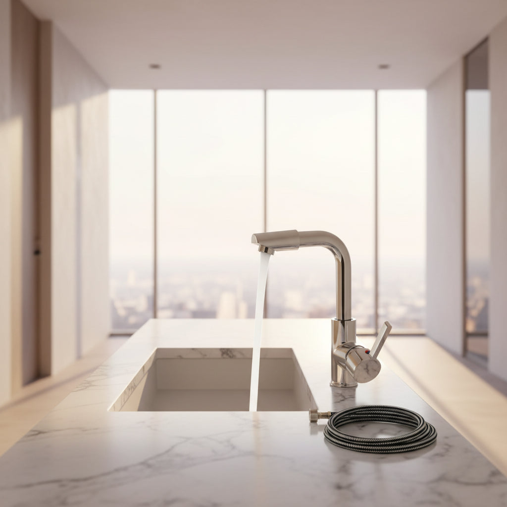 Moktan Sabai Bathroom Faucet 360° Rotate Chrome Deck Mounted Single Handle Mixer Tap Hot Cold G1 2 Chrome