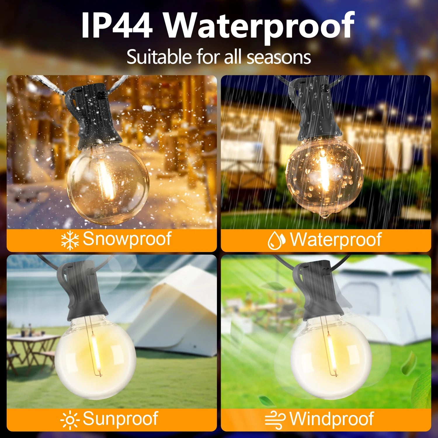 Moktan Sabai LED G40 Solar String Lights Outdoor Waterproof Shatterproof Hanging Lights