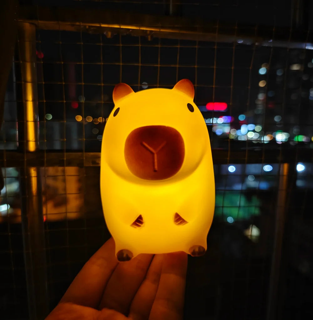 Moktan Sabai Cute Capybara Night Light Silicone LED Bedside Lamp Cartoon Sleep Decor Gift