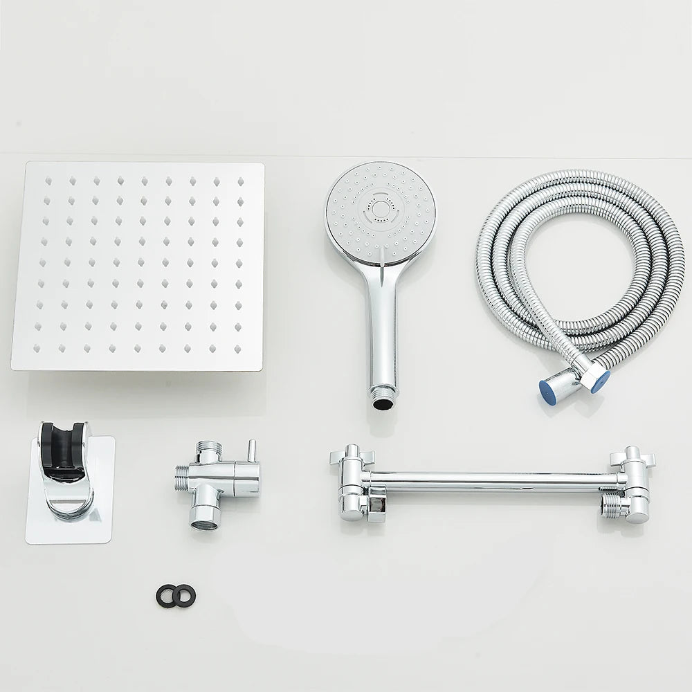 Moktan Sabai High Pressure Rain Shower Head 8-12Inch with Handheld & Adjustable Arm Spray