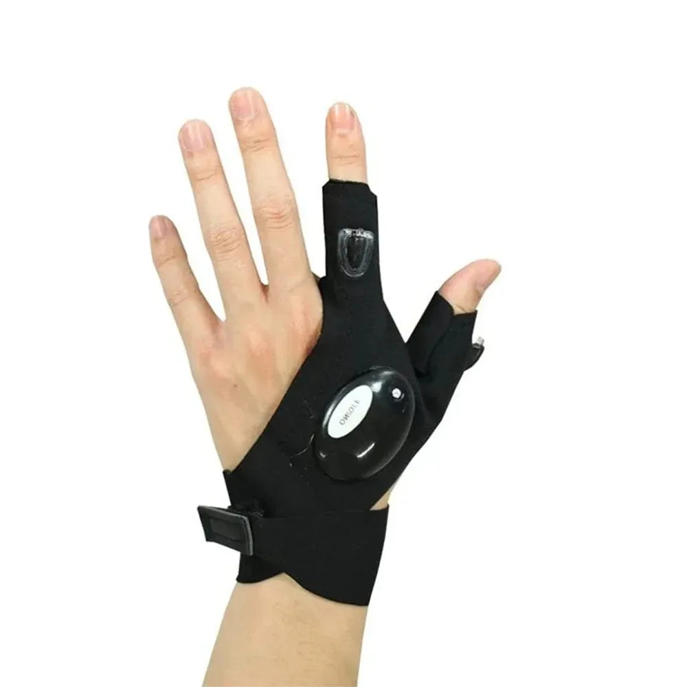 Moktan Sabai LED Flashlight Running Gloves – Waterproof Fingerless Gloves for Cycling & Hiking