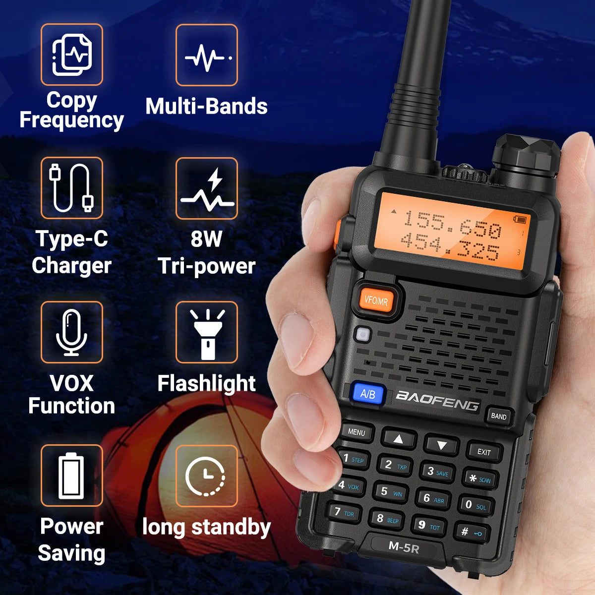 Moktan Sabai 8W Multi Band Walkie Talkie Long Range Two Way Radio USB C Handheld