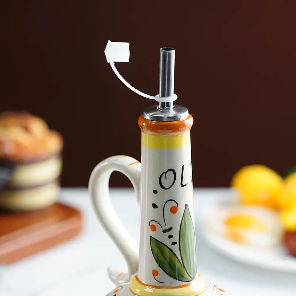 Moktan Sabai Ceramic Olive Oil Bottle | Mediterranean Dispenser