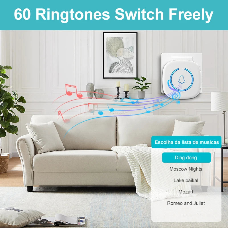 Moktan Sabai Wireless Doorbell Long Range 300M Smart Door Chime with 60 Melodies Plug-In Receiver