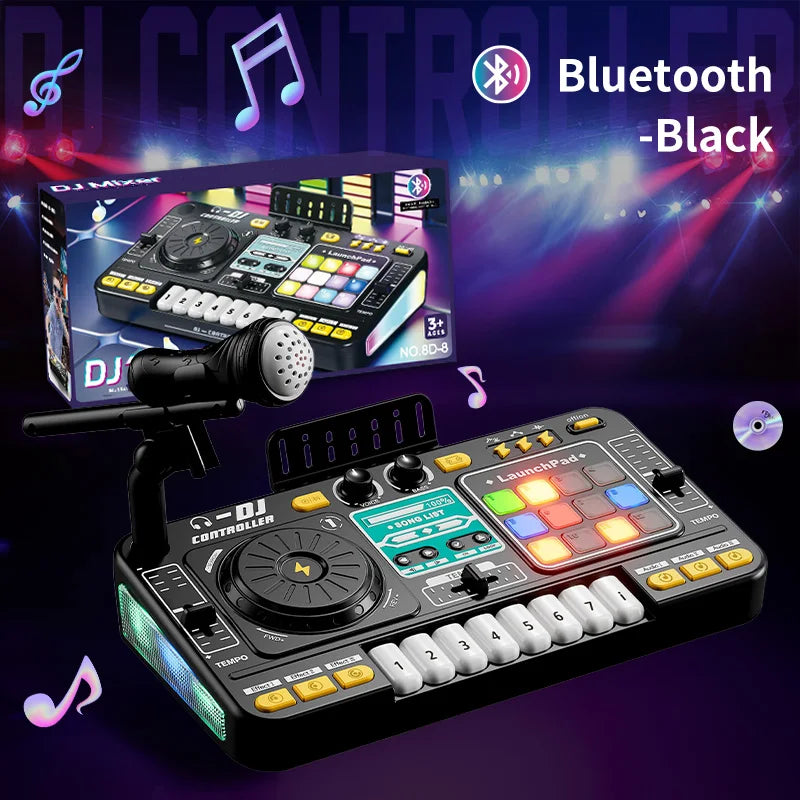 Moktan Sabai Kids DJ Mixer Music Toy with Microphone Educational Musical Playset Black with bluetooth