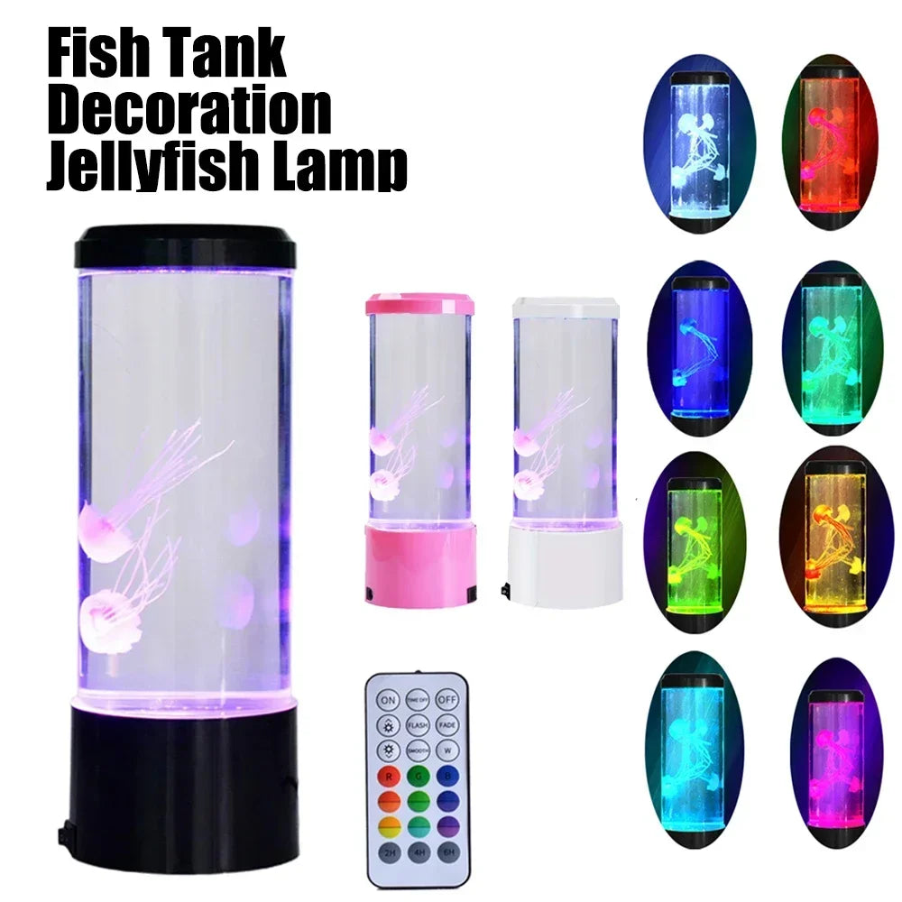 Moktan Sabai Jellyfish LED Lamp – Remote Control Color Changing Aquarium Night Light Home Decor