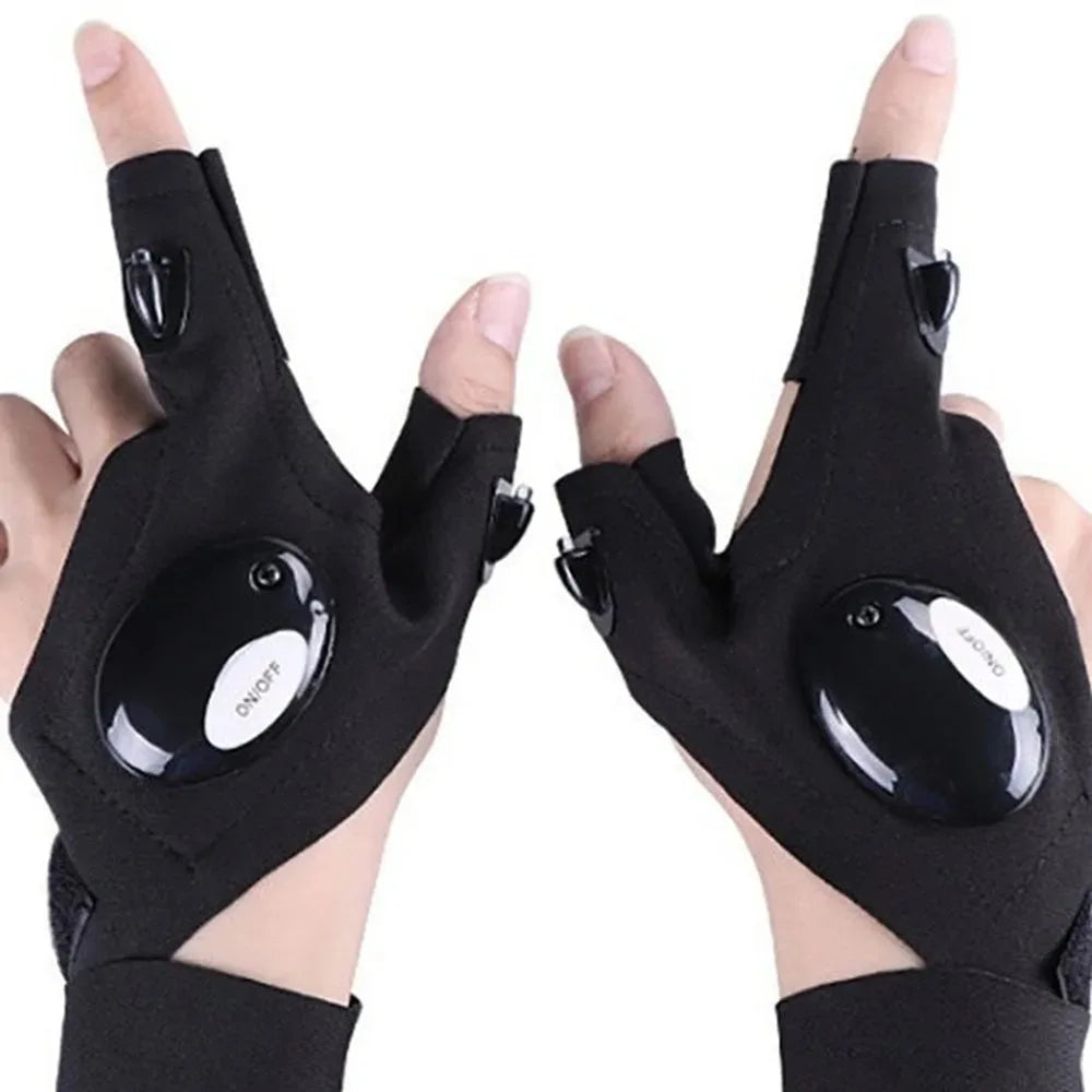 Moktan Sabai LED Cycling Gloves – Fingerless Gloves with Lights for Fishing, Outdoor & Sports YJ17-AB