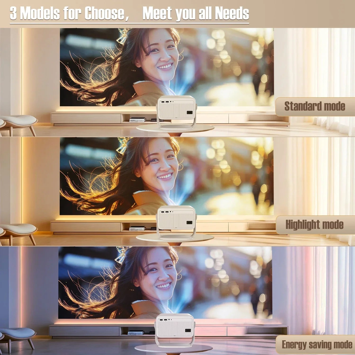 Moktan Sabai 1080P 4K Projector 650ANSI Android 11 Auto Focus WiFi6 BT5.2 Portable Outdoor