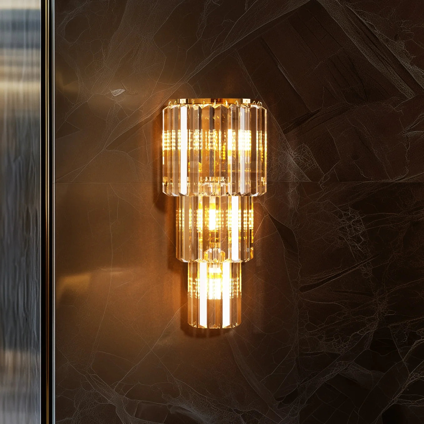 Moktan Sabai LUVODI Modern Crystal Wall Lamp 3-Layer Sconce E14 LED Corn Light Indoor Decor S