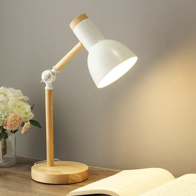Moktan Sabai Nordic Wood Table Lamp Eye Care E27 Desk Light Adjustable Bedside Reading Lamp