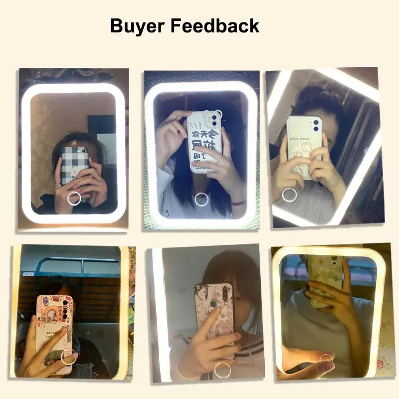 Moktan Sabai LED Vanity Makeup Mirror Touch Screen USB Rechargeable 3 Colors Dimmable Portable