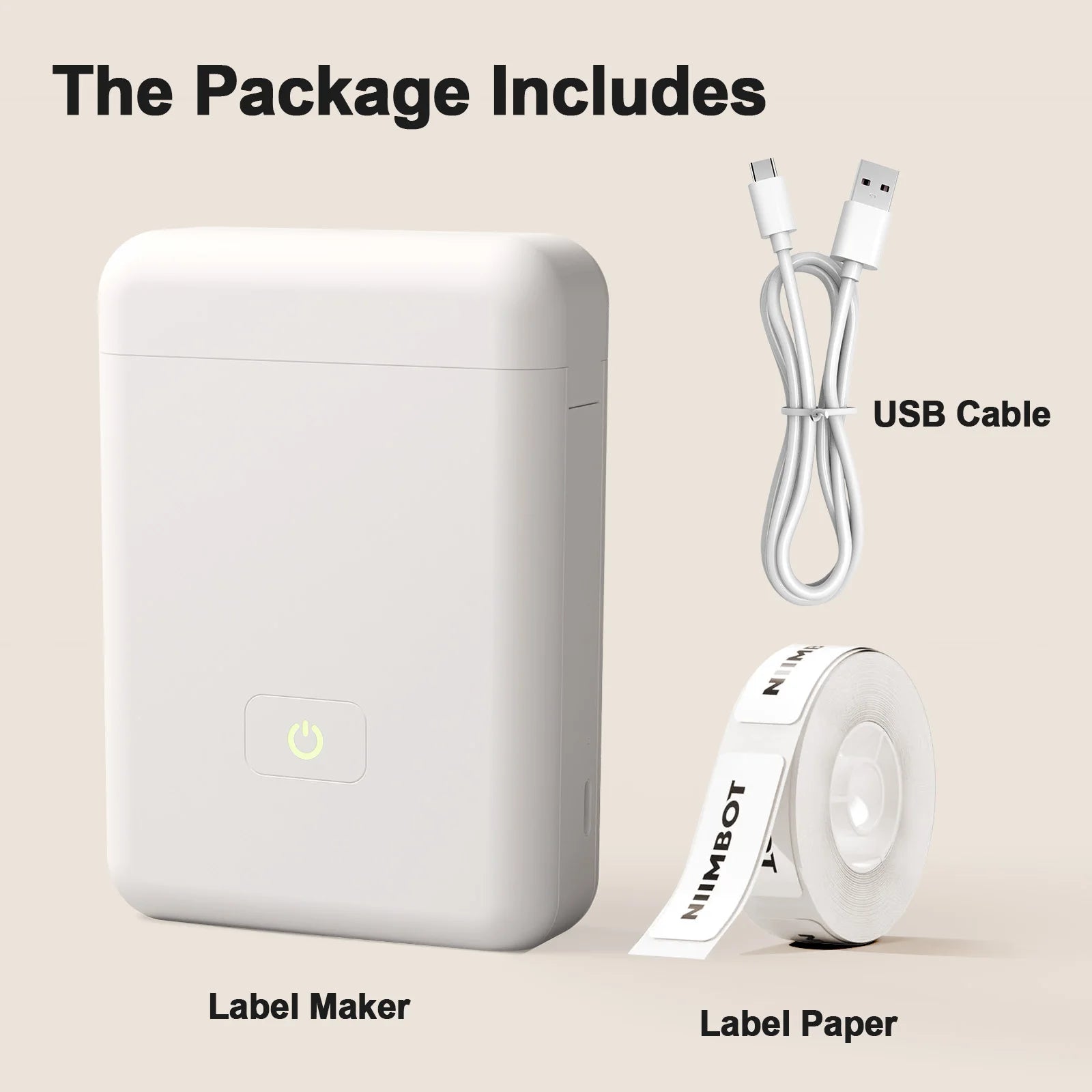Moktan Sabai Portable Thermal Label Maker Mini Sticker Printer for Home School Office Organizing White Color