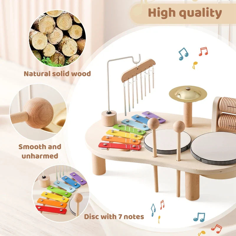 Moktan Sabai Montessori Baby Music Table Wooden Xylophone Educational Toy Gift