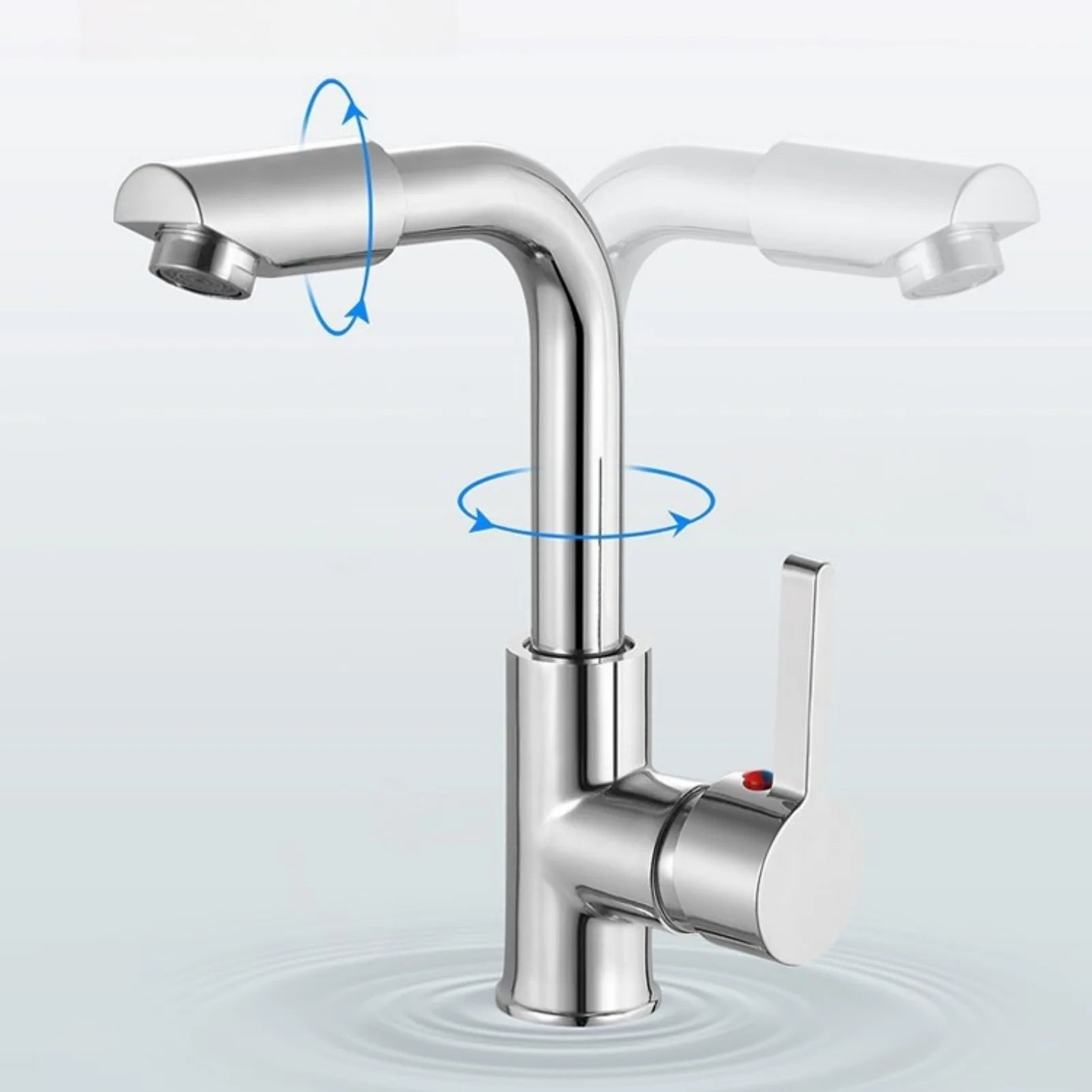 Moktan Sabai Bathroom Faucet 360° Rotate Chrome Deck Mounted Single Handle Mixer Tap Hot Cold