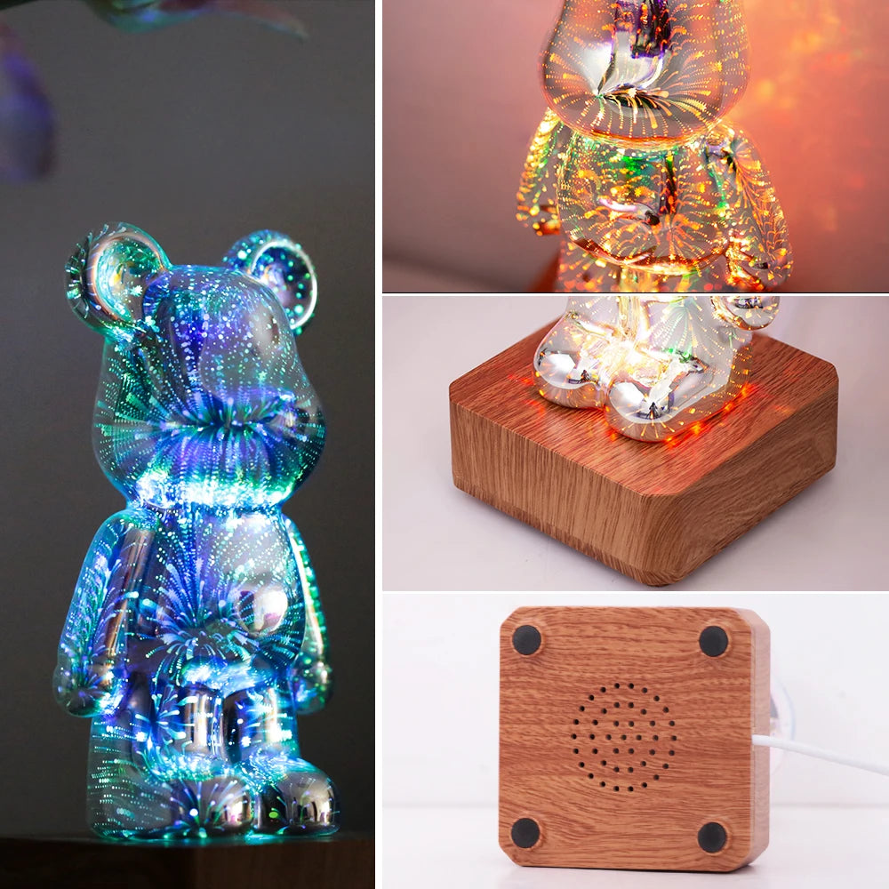 Moktan Sabai 3D Firework Bear LED Night Light Color Changing USB Bedroom Kids Gift Lamp