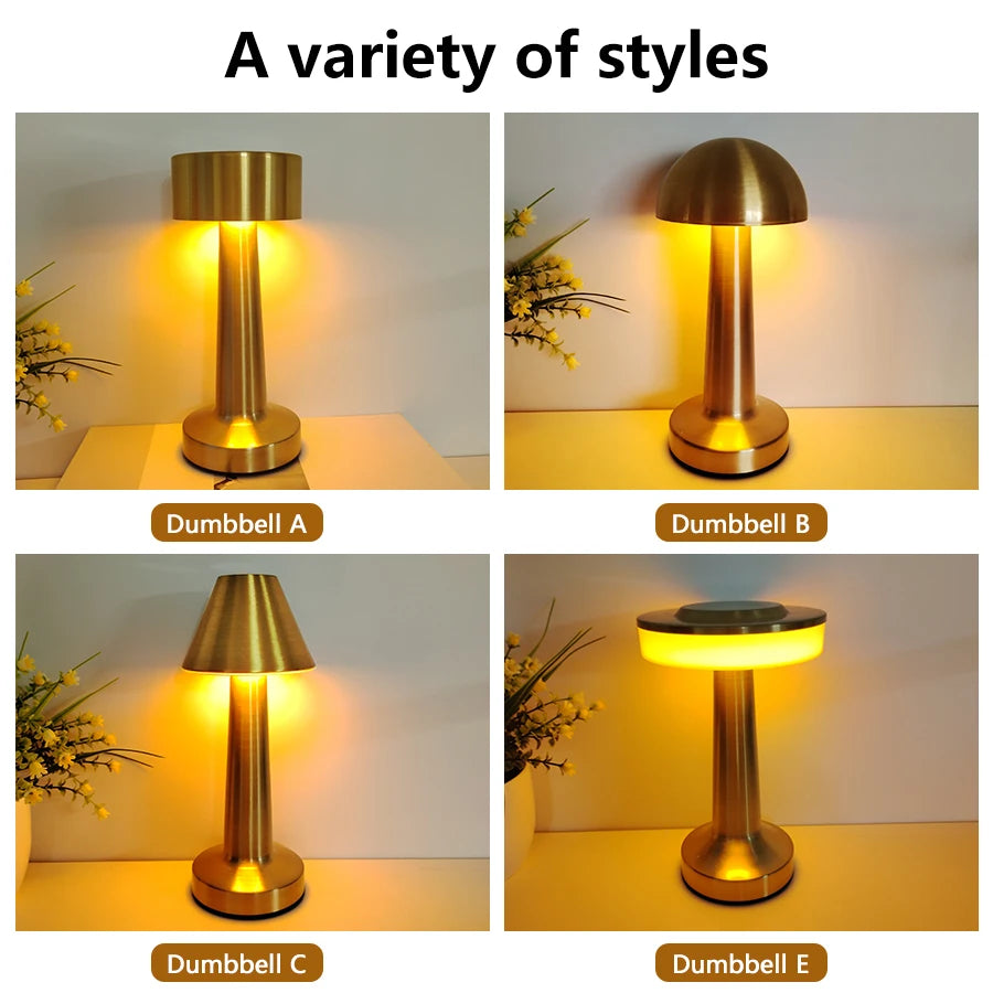 Moktan Sabai LED Metal Touch Table Lamp | Rechargeable Dimmable Night Light for Coffee Bar Decor
