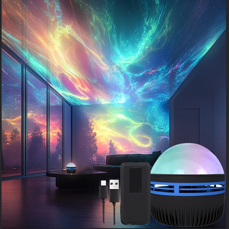Moktan Sabai LED Northern Lights Projection Lamp Aurora Borealis USB Remote Color-Changing Light