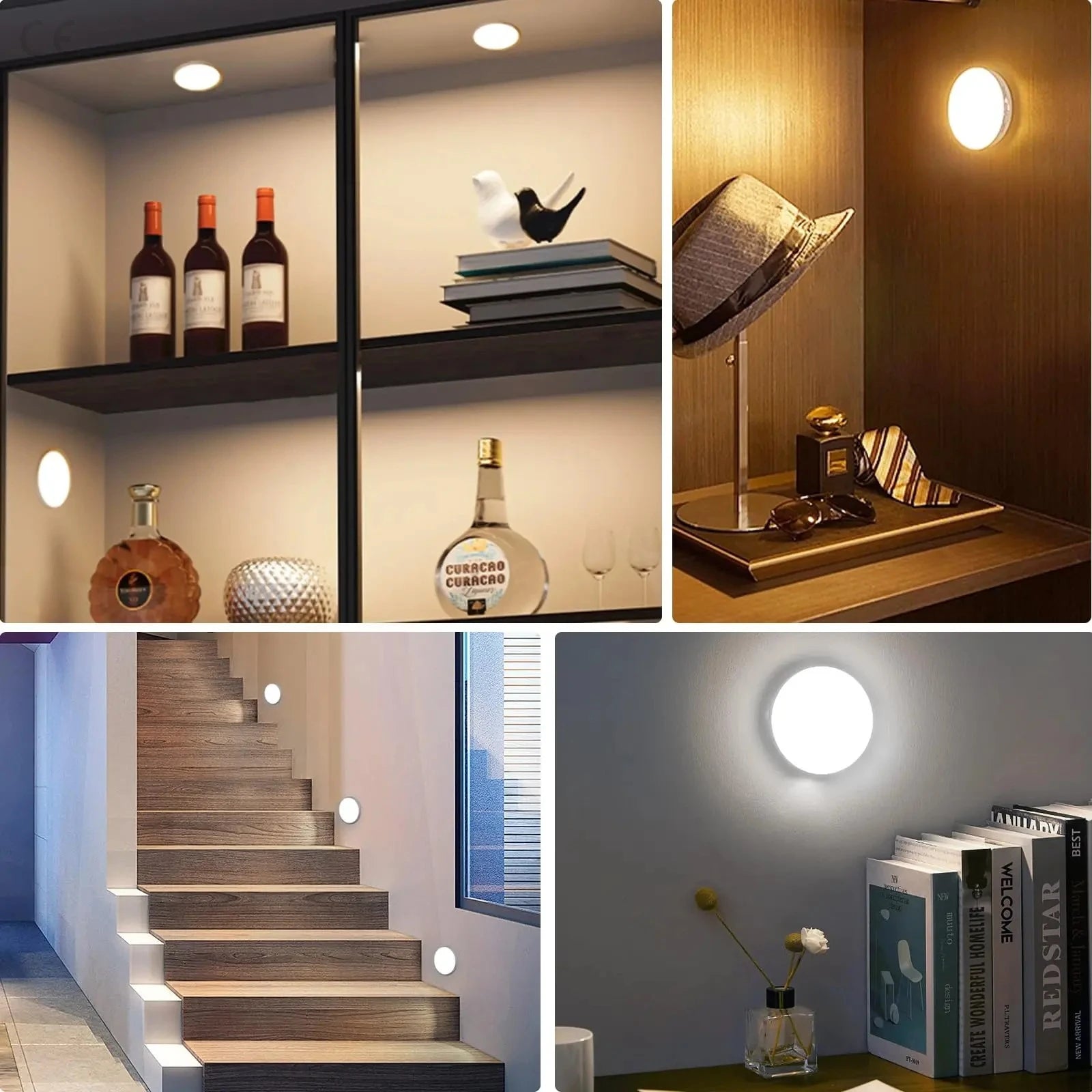 Moktan Sabai Motion Sensor Magnetic LED Night Light USB Rechargeable Wireless Closet Cabinet Lamp