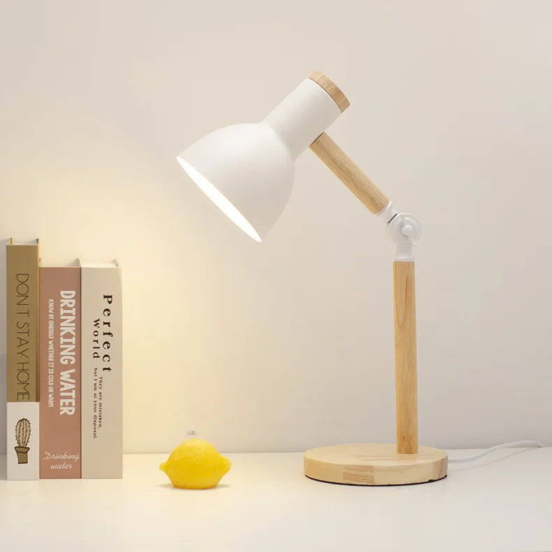 Moktan Sabai Nordic Wood Table Lamp Eye Care E27 Desk Light Adjustable Bedside Reading Lamp white