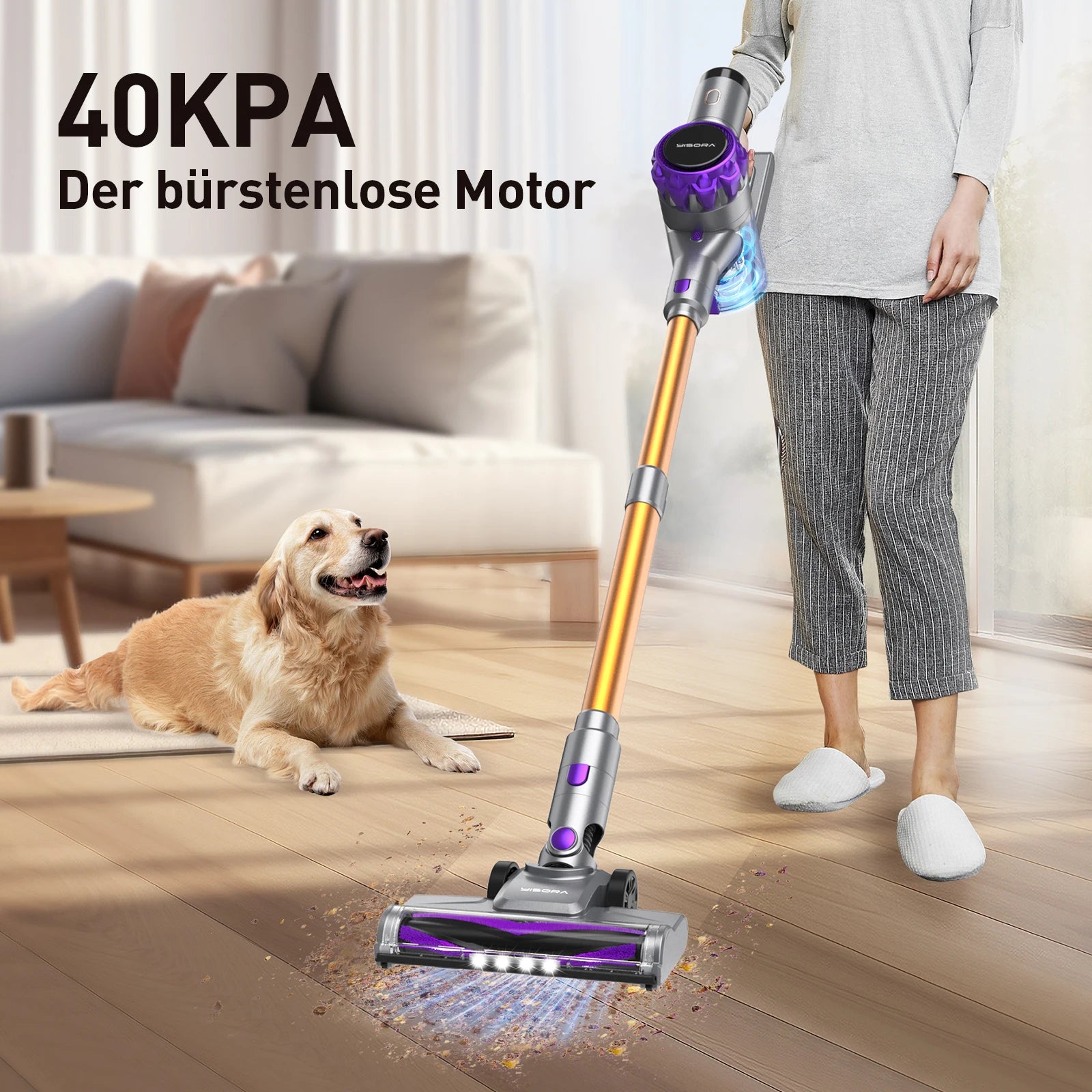 Moktan Sabai Cordless Vacuum Cleaner 30KPa Powerful Suction 55 Min Runtime Pet Hair