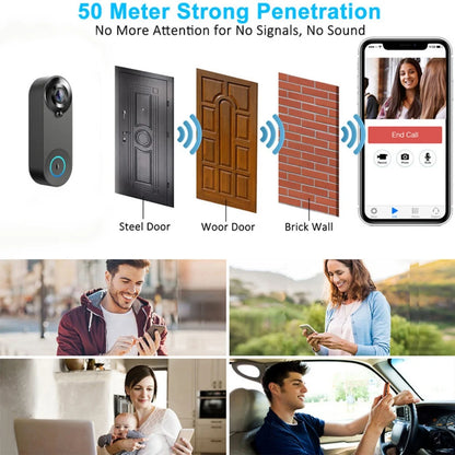 1080P Smart Video Doorbell WiFi Camera PIR Motion Detection Two Way Audio