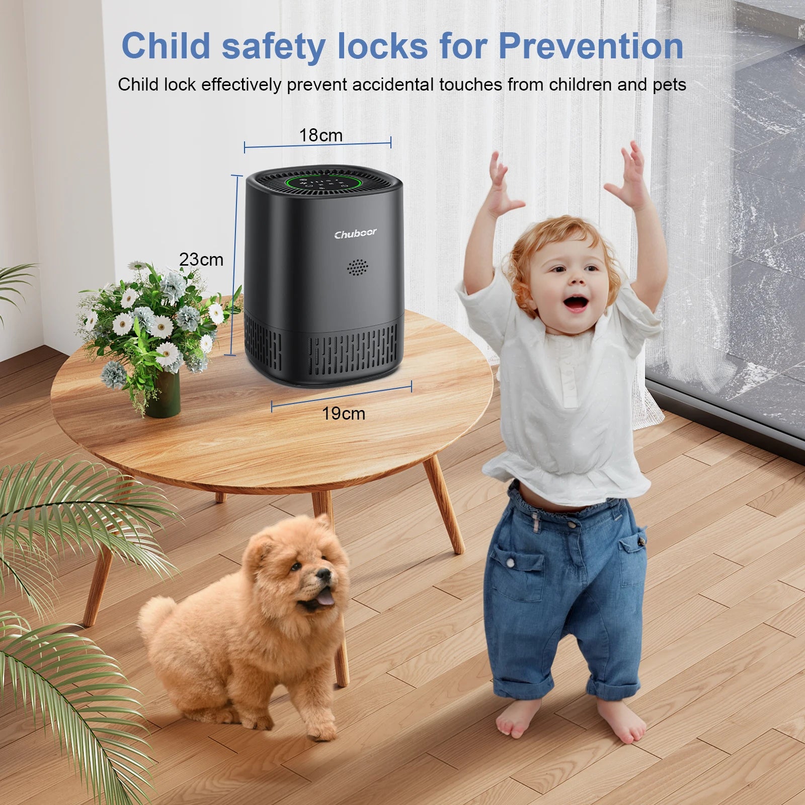Moktan Sabai Air Purifier for Bedroom Home with HEPA Filter Smoke Allergies Pet Odor Dust