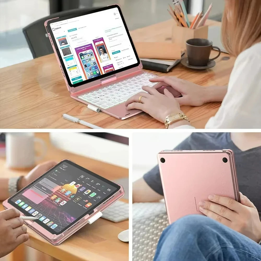 Moktan Sabai Magic Keyboard Case iPad 11th Gen 2025 iPad Air 11/13 Backlit 360°