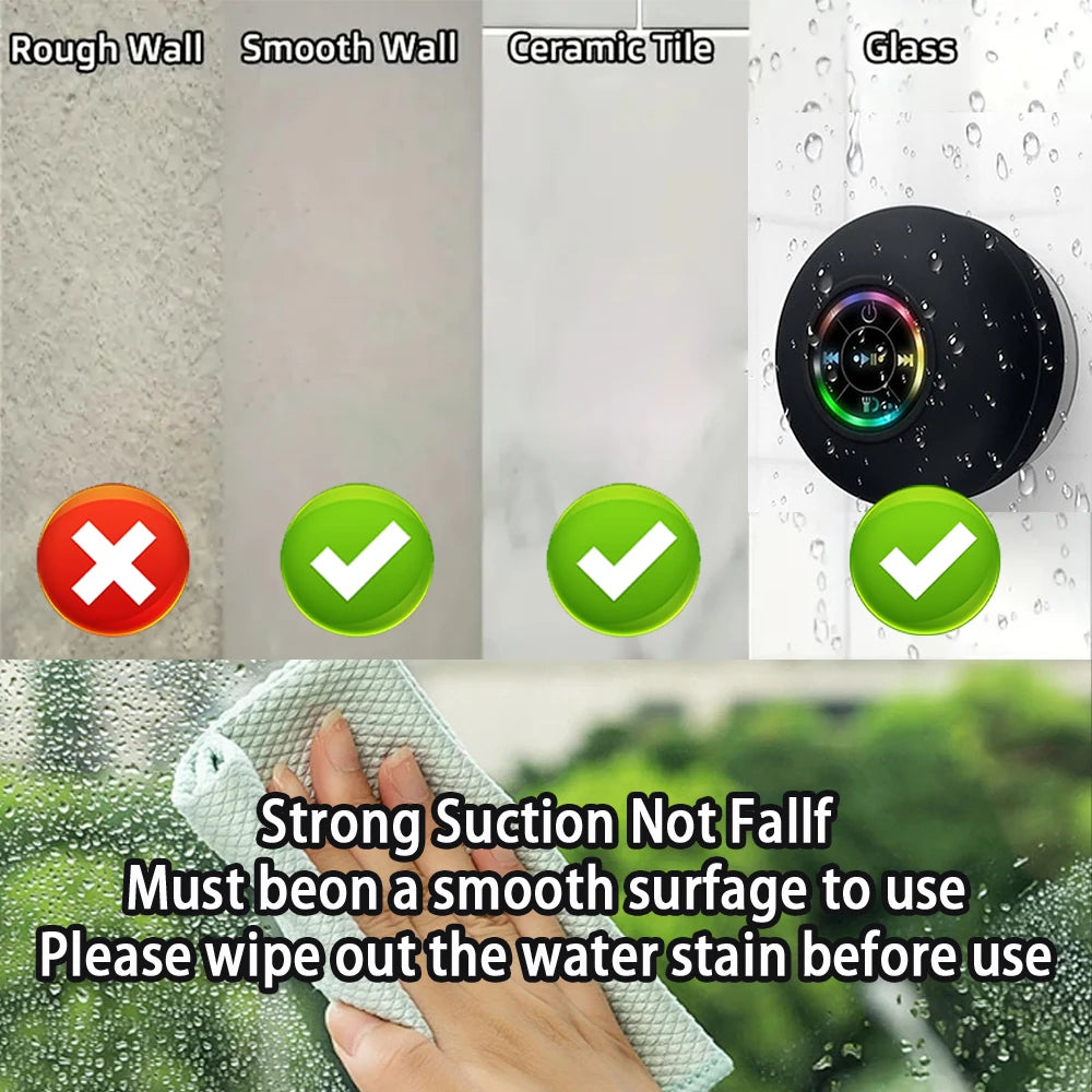 Moktan Sabai Portable Waterproof Bluetooth Speaker with LED Light Suction Cup Outdoor