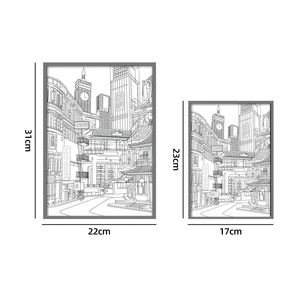 Moktan Sabai LED Cityscape Night View Light Painting USB Dimmable Wall Art Lamp Home Decor
