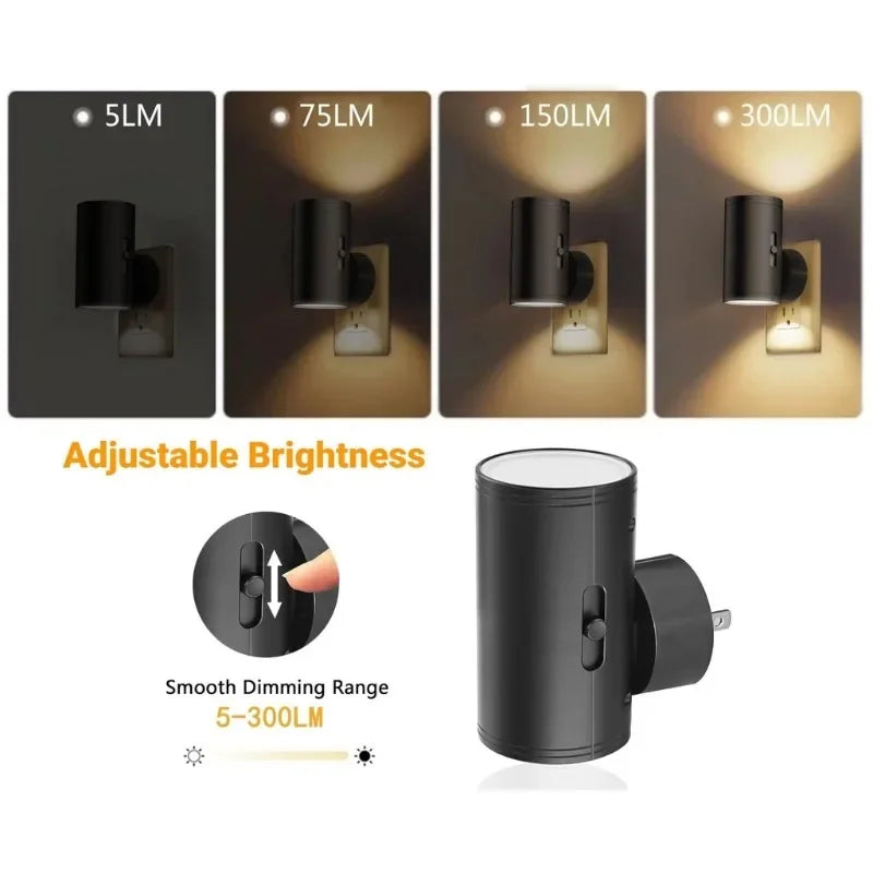 Moktan Sabai Plug In Dimmable LED Night Light Auto Sensor Bedside Bathroom Hallway Lamp