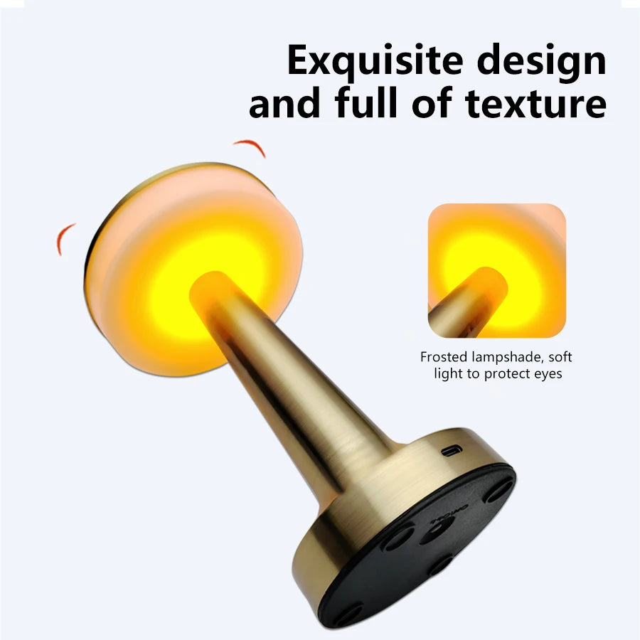 Moktan Sabai LED Metal Touch Table Lamp | Rechargeable Dimmable Night Light for Coffee Bar Decor