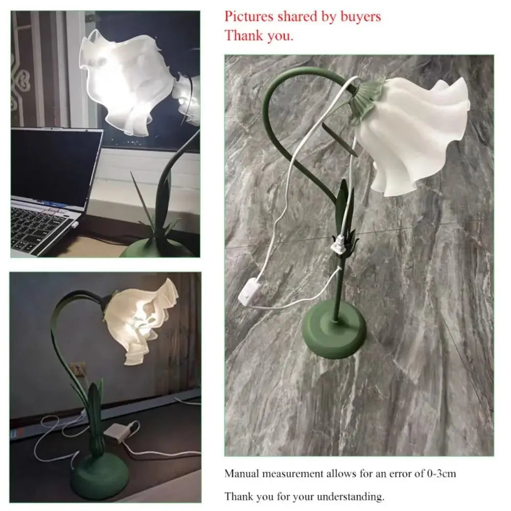 Moktan Sabai Vintage Floral LED Table Lamp Three Speed Touch Bedside Night Light Decor