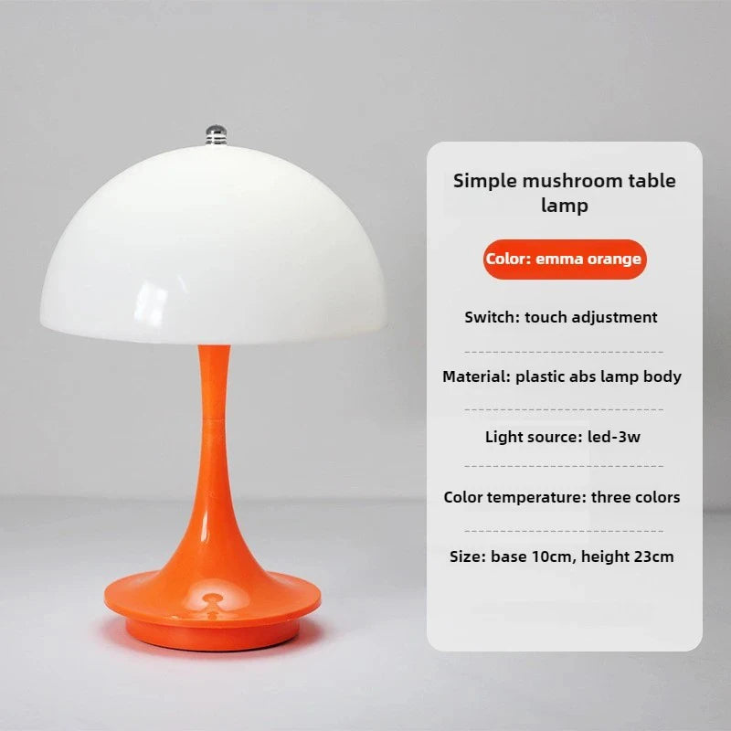 Moktan Sabai Rechargeable Dimmable LED Table Lamp Touch Control Bedside Light for Bedroom Orange