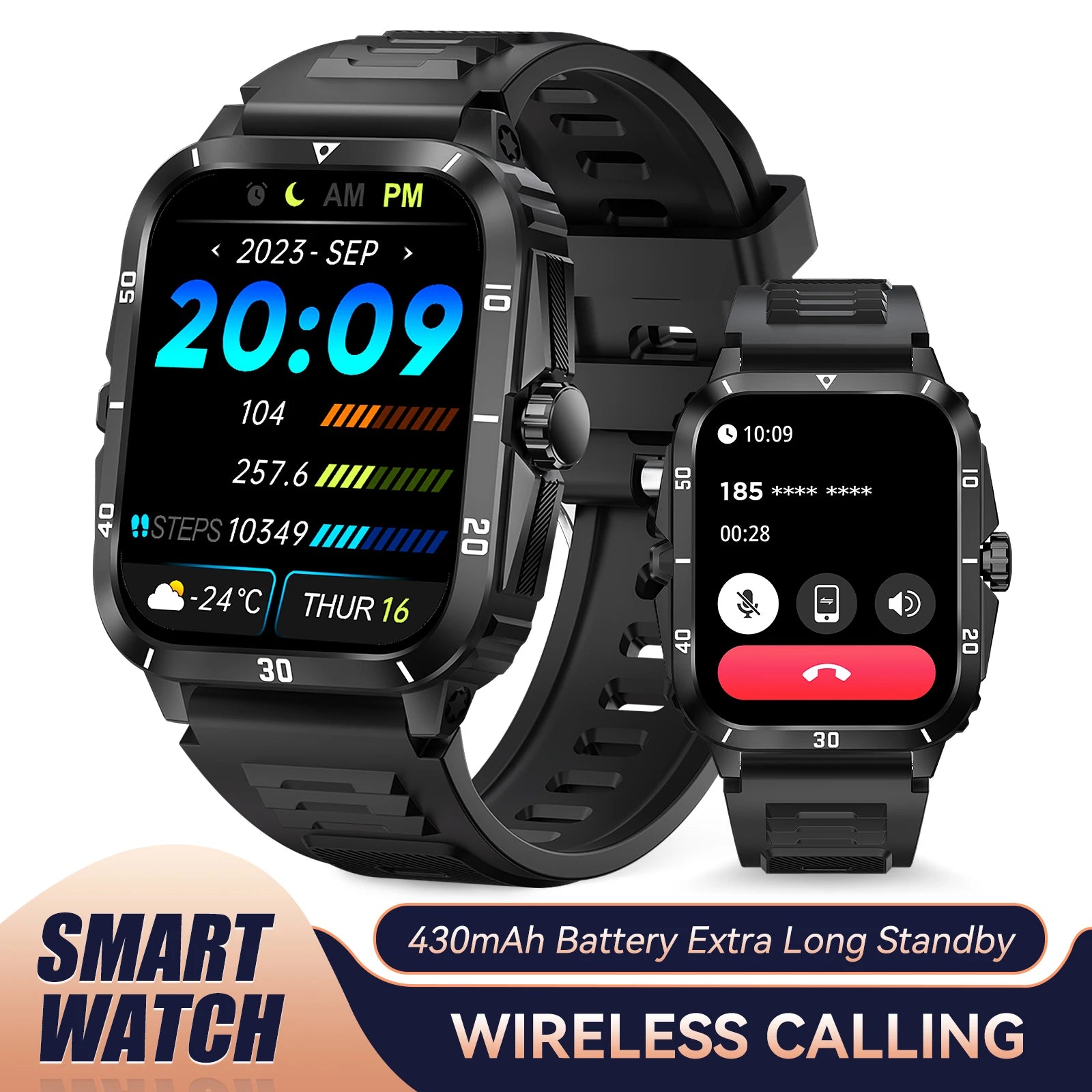 Moktan Sabai Men’s Smart Watch 3ATM Waterproof with Heart Rate, Blood Pressure & 100+ Sport Modes