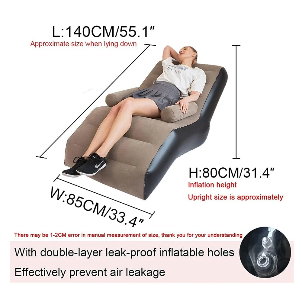 Moktan Sabai Folding Lazy Sofa Inflatable Lounge Chair Thick Durable Gaming Lounger Air Bed Seat