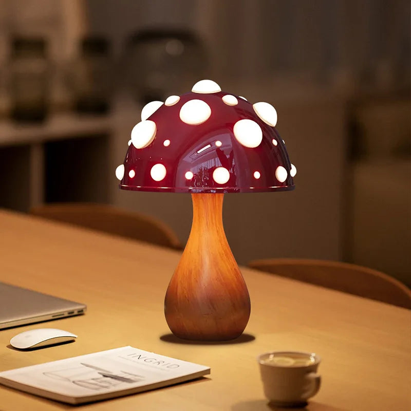 Moktan Sabai Amanita | Mushroom LED Lamp with Warm Light | USB Desk Night Light for Cozy Bedroom Decor