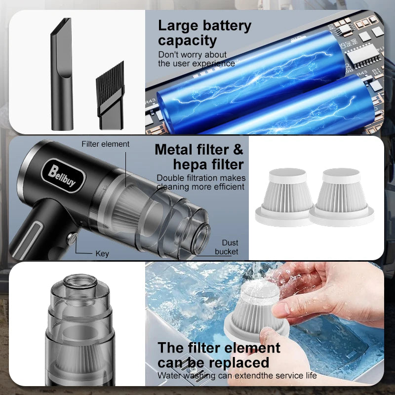 Wireless Handheld Vacuum Cleaner Powerful Portable for Sofa Carpet Debris