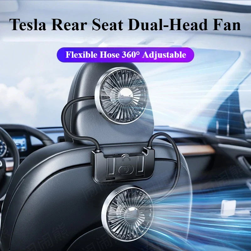Moktan Sabai Comfort Breeze | Dual-Head Rear Seat Fan with 360° Rotation & USB-C Charging | Adjustable Airflow for Passenger Comfort
