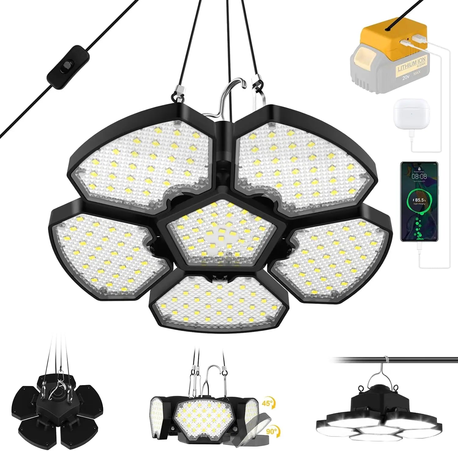 Moktan Sabai Battery Operated LED Work Light 20V Outdoor Camping Garage Emergency Floodlight Without Battery