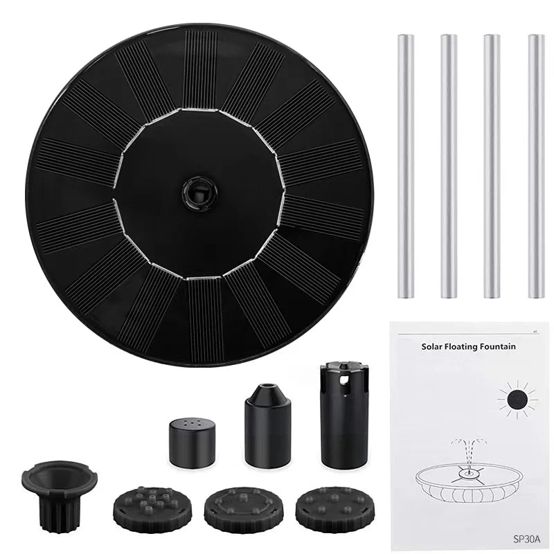 Moktan Sabai Solar Fountain Pump Floating Bird Bath Water Fountain with 4 Nozzles Dark Grey