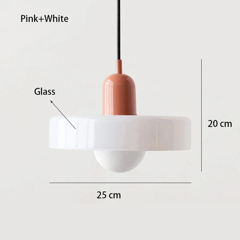 Moktan Sabai Nordic Bauhaus Glass Chandelier – Retro Dining Room Pendant Light for Living Room White 4 110V