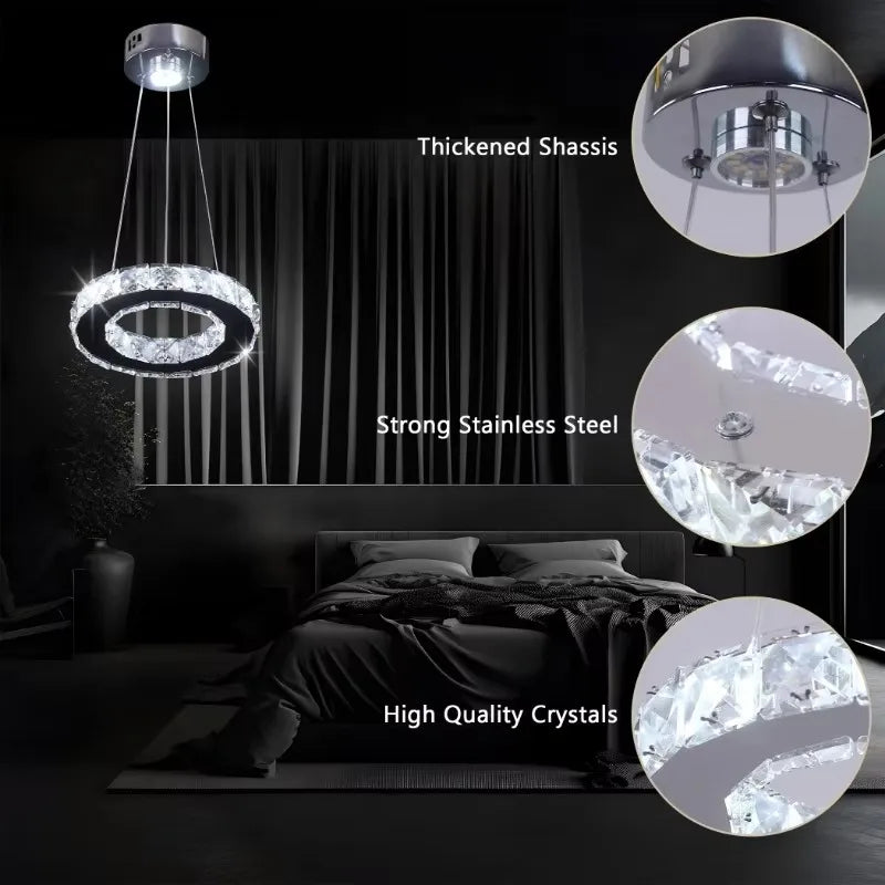 Moktan Sabai Modern LED Crystal Pendant Light Single Hanging Lamp for Bedroom Home Decor