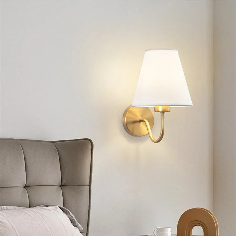 Moktan Sabai Modern Fabric Wall Lamp – Retro E27 Bedside Sconce Light for Bedroom & Living Room